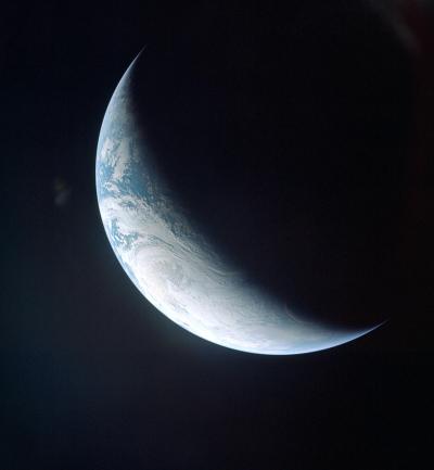 Crescent earth from Apollo 4